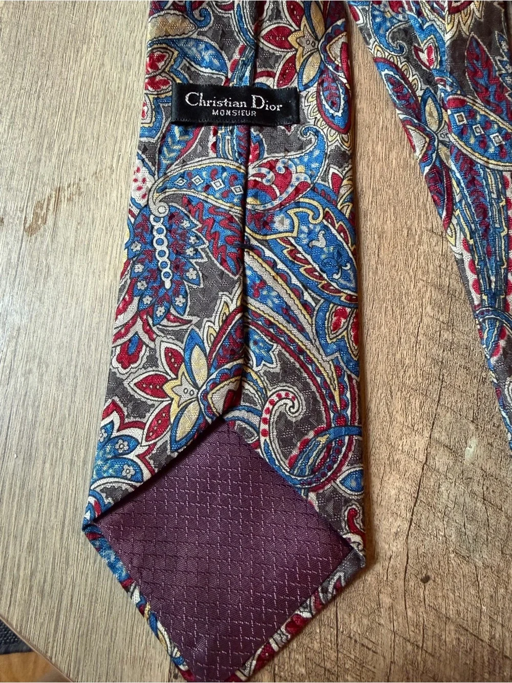 Christian Dior Multicolor Paisley Tie - Blue & Red